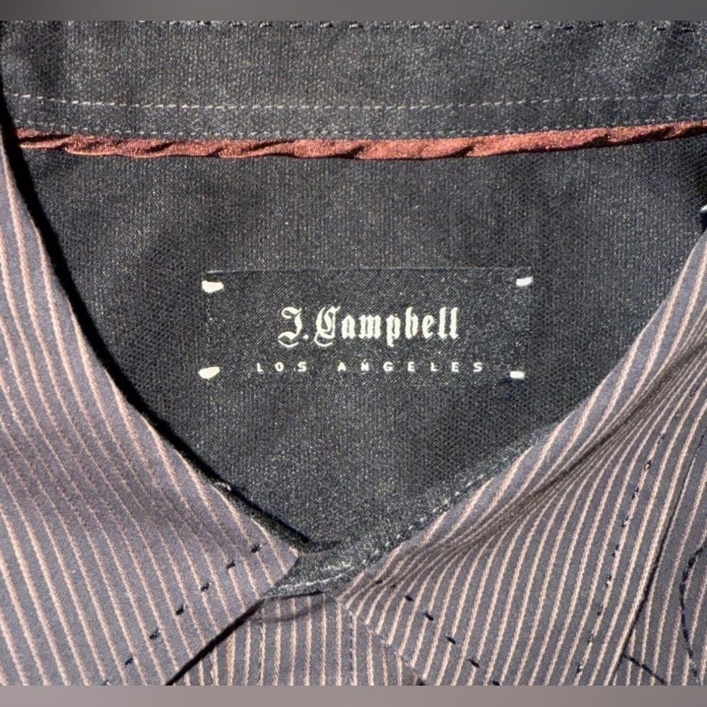 J Campbell Los Angeles Embroidered Western Shirt Pinstripe Mens XL - Picture 4 of 4